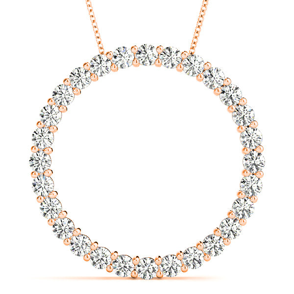 1.26 ctw Diamond Circle Necklace Pendant Shared Prong Set-VIRABYANI